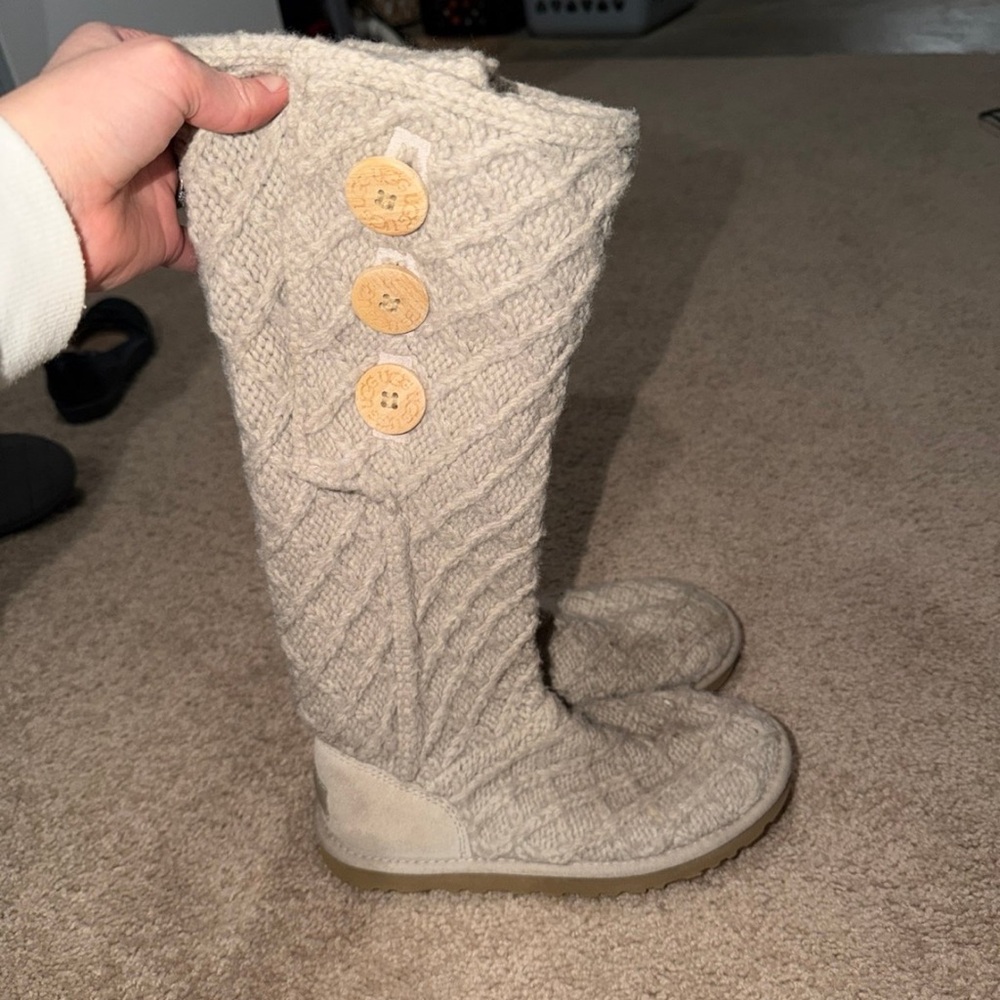 UGG Beige Knit Over the Knee Boots or fold over